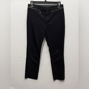Zara Basic Black Cropped Trousers with Gold Zipper Accents XS